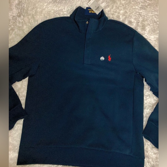 Ralph Lauren Polo Navy 1/4 Snap Heavyweight Performance Mens Shirt Sz Large - Picture 6 of 7